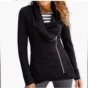 Matilda Jane Womens Just Imagine Laia Jacket Black Ponte Zippered w/Thumbholes